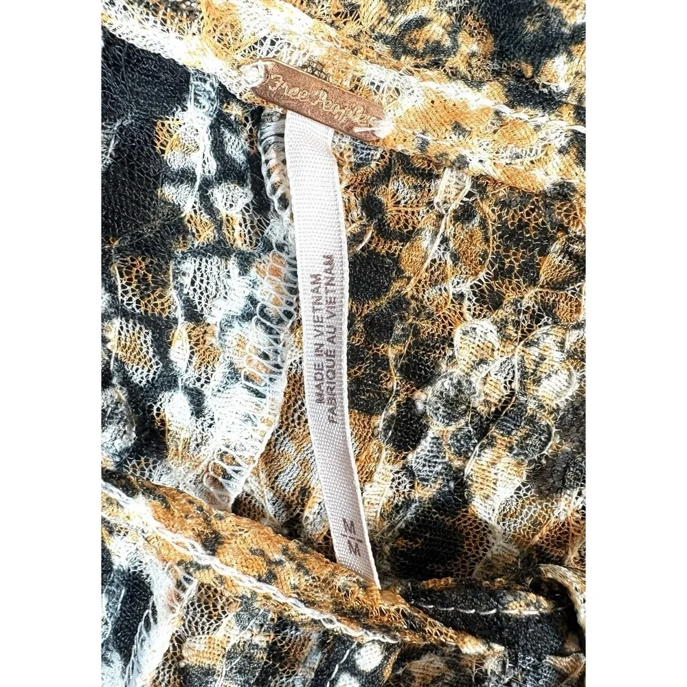 Free People Out for the Night Snakeskin Print Sheer Top Medium NWT Tie Banded